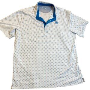 Bermuda Sands Mens Polo Shirt Large White & Blue Nautical